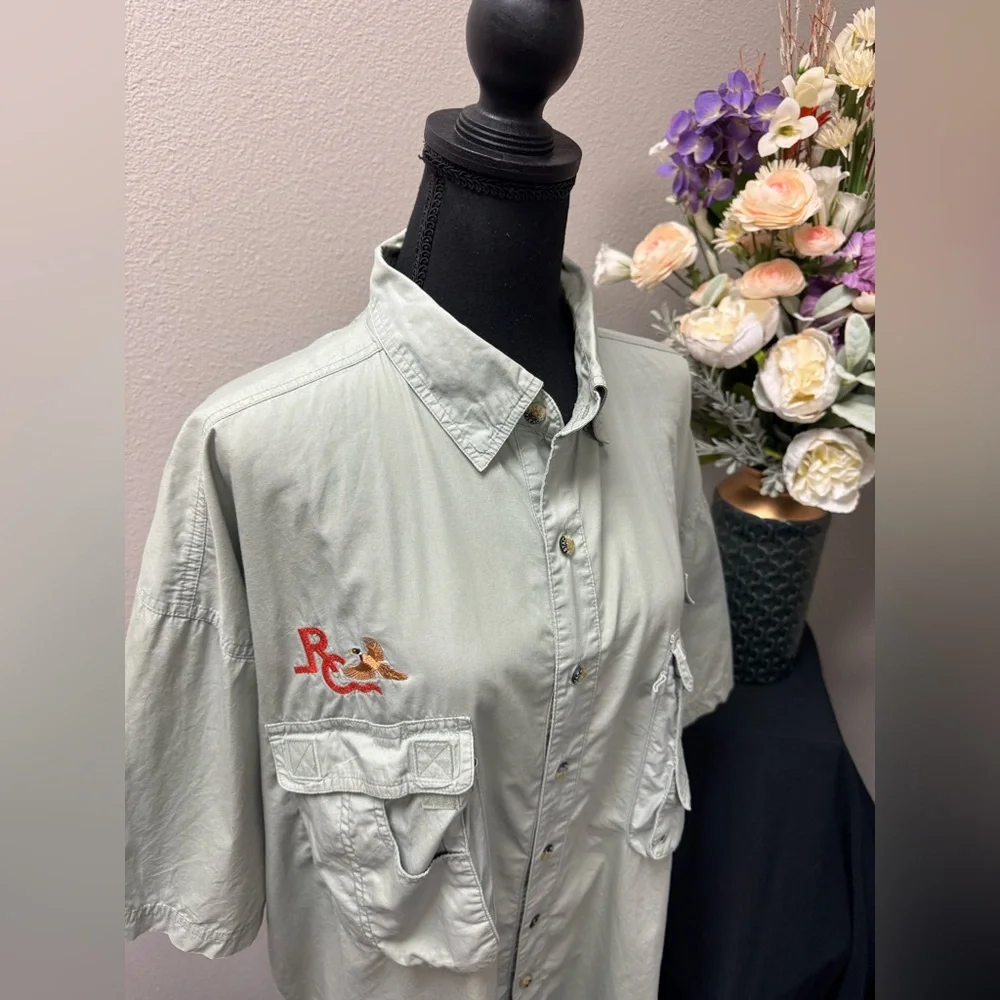 Hook&Tackle High Tech Fishing Gear Men's Short Sleeve Button Down Shirt size XL - Picture 8 of 12